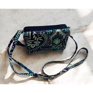 Vera‎ Bradley Blue Island Medallion RFID Mini Cellphone Crossbody Bag